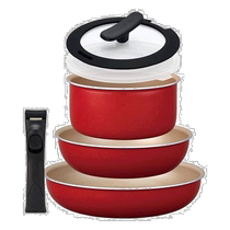 (Japanese direct mail) evercook flat bottom pan 6 pieces of sets off-handle IH corresponds to red EFPCDST6