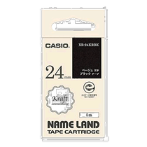 (Direct mail from Japan) Casio NAMELAND genuine packaging tape 24mm XR-24KRBK black background beige