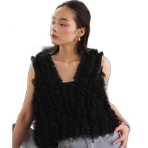 Japanese direct mail fifth womens thin lace trim vest ES24S0501