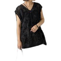 Japanese direct mail Omekashi womens floral mesh knitted vest OMS1041504A0002