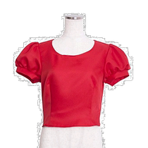 (Japan Direct Mail) Clearstone City Party Love Bean Wind Bubble short sleeve round collar blouses red
