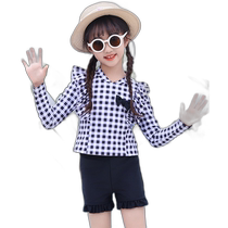 Japan direct mail TeddyShop childrens long-sleeved lace bow sun protection clothing shorts suit kids534