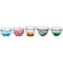 (Direct mail from Japan) Tsugaru ADERIA Colored Glass Sake Cup 5 Mini Gift Box Set FS-4957