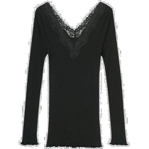 Japanese direct mail une nana cool womens silk blended V-neck long-sleeved underwear high quality and comfortable