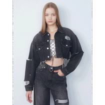 日本直邮EMODA女士时尚百搭双开叉短款牛仔夹克 春季新款休闲外套