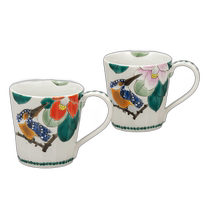 Japan direct mail Kutani yaki camellia cup pair Fukuda Kidoku  ceramic wedding