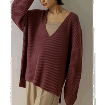 Direct mail from Japan Re:EDIT Womens deep V-neck woven knitted top fashionable and trendy style slimming and facial expression
