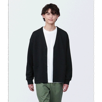 Japan direct mail MUJI mens and womens double-layer knitted V-neck cardigan 4550583631994