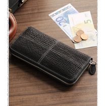 Japanese direct mail sankyo shokai unisex shark skin long zipper wallet with unique natural texture