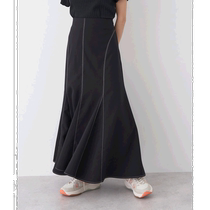 Japanese direct mail earth musicecology womens long skirt with color matching stitching and wavy skirt design