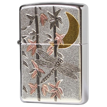 (Direct mail from Japan) ZIPPO Lighter Silver × Color Electroforming Patch Japanese Bamboo Forest Dragonfly