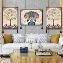 European elephant decorative painting Southeast Asian style living room bedroom dining room tapestry lucky animal wall painting hanging cloth mysterious