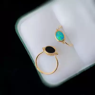 (Xiaoya jewelry)(Ring pendant two-wear style)18K inlaid Australian Opal castle ring