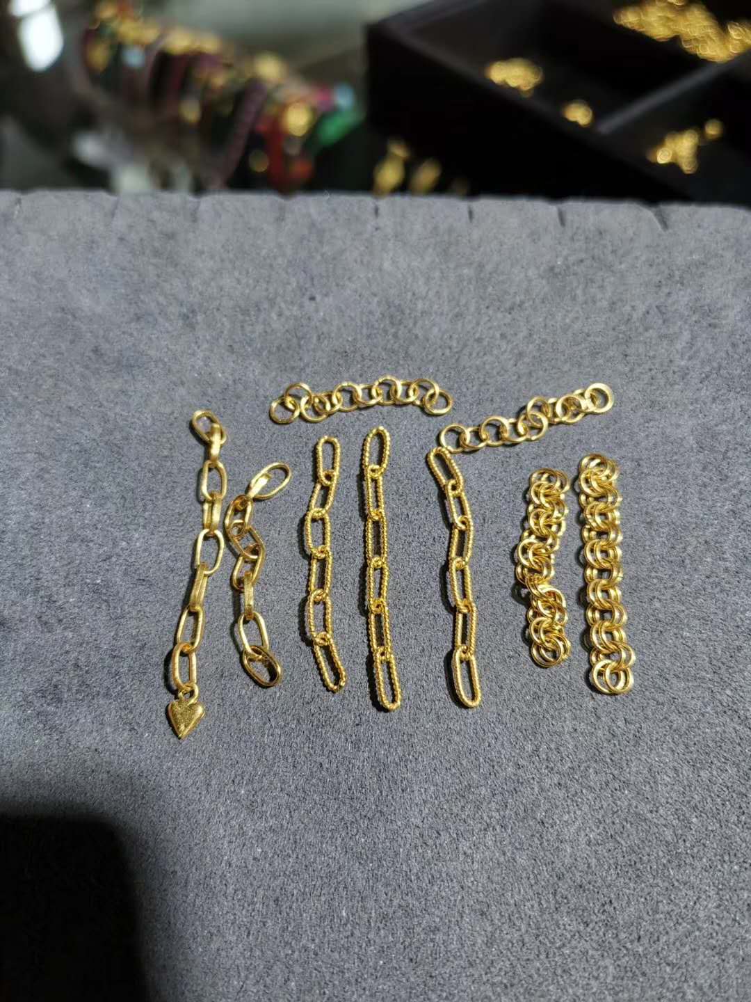 Little girl jewelry gold extended chain chain foot extended buckle adjustment gold necklace bracelet gold long tail chain