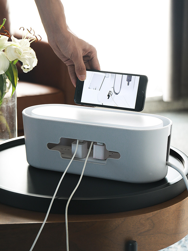 Large power outlet storage box Wire finishing box Desktop computer management cable box Row plug wire storage box