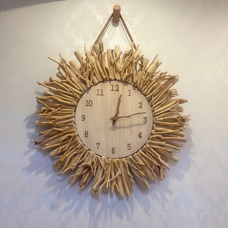 Nordic light extravagant art muted hanging clock logs minimalist watches and clocks, dining room dining room clock modern atmosphere hanging watch wall clock
