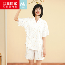 Red Bean Home Pyjamas Women 2022 New Short Sleeves Shorts Cotton kimono and thin summer home Suits Suit