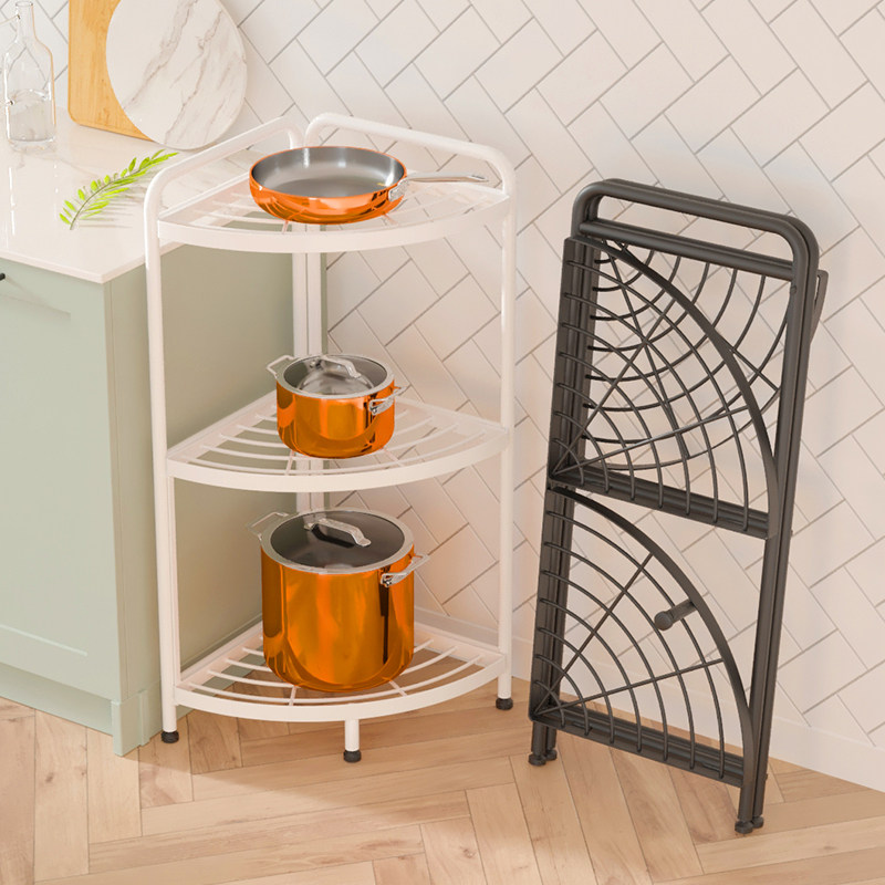 Kitchen Pan Shelf Shelving floor Multilayer corner Home Cooking Saucepan Racks Multifunctional Triangle Containing Pan Shelf