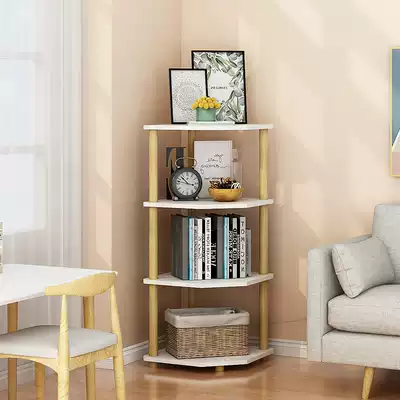 Nordic solid wood shelf floor tripod by Corner Corner corner bedroom multi-layer storage shelf living room bookshelf flower stand