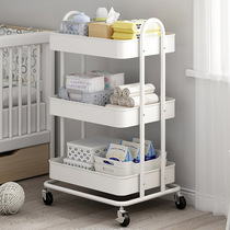  Suitable for household baby products storage rack Trolley floor multi-layer mobile pulley kitchen storage rack storage rack