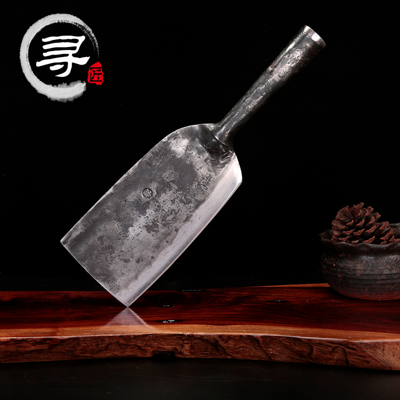 Looking for craftsman Li Ziqi with the same kitchen knife clip steel sliced ​​chopping knife hand forged household iron handle Chinese retro kitchen knife