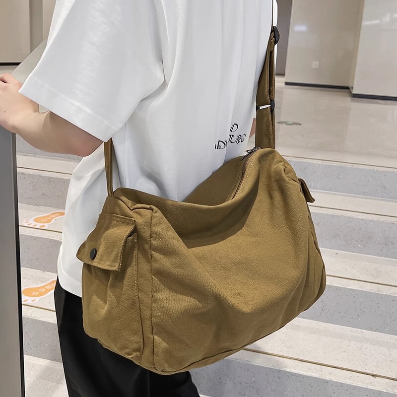 Japanese-Style Casual Canvas Bag for Men, Large Capacity Crossbody Bag, Vintage Messenger Bag, Backpack, Commuter Shoulder Bag, Travel Bag