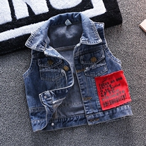 Boy denim vest spring and autumn childrens vest 2020 New wear baby thin waistband shoulder boy foreign style horse clip