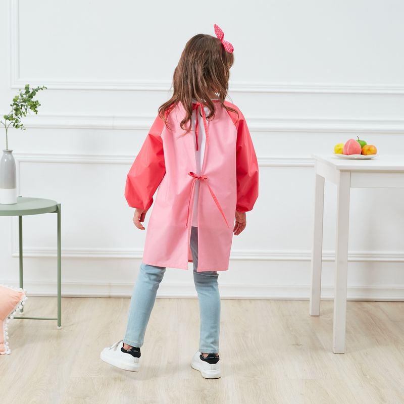 Children's NEW Anti-dressing long-sleeved waterproof dinner coat Middle and large children's cover coat Cartoon animation painting apron anti-fouling clothing