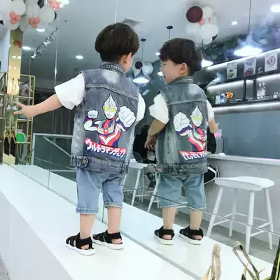 2021 new exterior vest thin spring summer autumn boy baby fashion coat coat toddler denim sleeveless vest trend