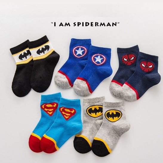 2021 new thin children's socks children's socks Superman spider-man bat iron man captain boy mesh socks