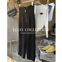 Clearance pick up leaks Produced by customers for 100 の triacetic acid high waist zipper casual pants 2021 early spring straight pants