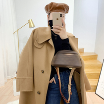 Clearance pick up water ripple 100%wool~wool coat womens long autumn and winter double-sided lace-up coat