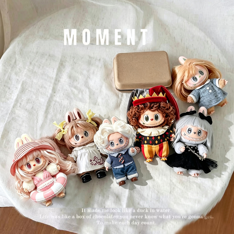 New Labubu Retro Barber Shop Doll Clothes First, Second, and Third Generation Vinyl Rebellious Diary Clothes Labubu 17cm Set