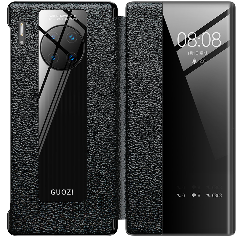 Suitable for Huawei mate30 mobile phone protection shell mate30pro limited edition genuine leather protective sleeve mate30rs Porsche clamshell smart leather sleeve mate20 ultra-thin upscale