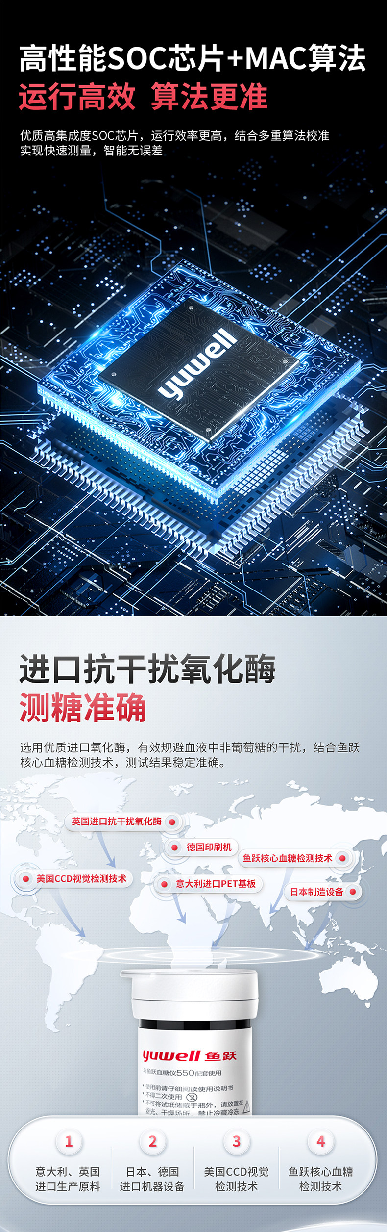 鱼跃 550血糖测试仪 含耗材50次 图3