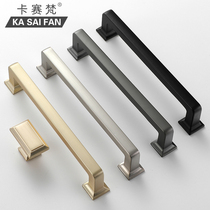 Square silver luxury handle modern cabinet door gray handle silver brushed wardrobe cabinet handle black Chinese style