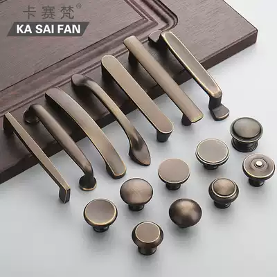 All copper brass handle wine cabinet American simple cabinet door retro drawer pure copper antique copper new Chinese wardrobe handle