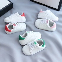 Male and female baby shoes baby soft-bottomed toddler shoes Spring and Autumn white shoes to prevent female treasure autumn non-slip childrens shoes