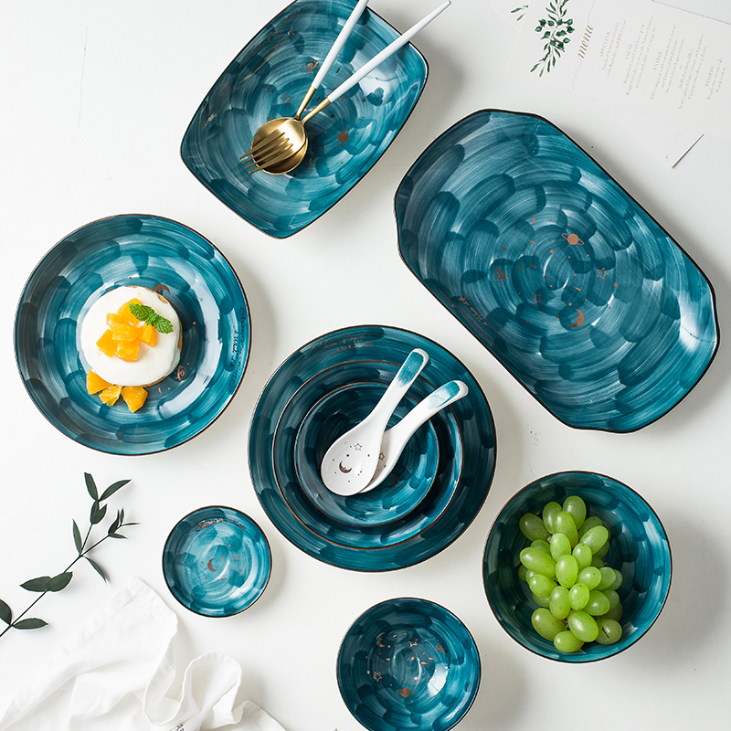 Japanese hand - made ceramic tableware dishes combine creative ins contracted household dish dish dish dish large fish