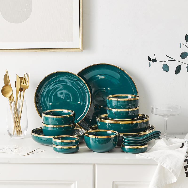European ceramic tableware rice bowls a single ins light much wind Japanese creative dish dish dish home outfit combinations