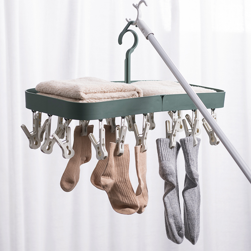 Drying rack multi clip baby sun socks cold underwear adhesive hook hanging baby clothes round function Household Artifact