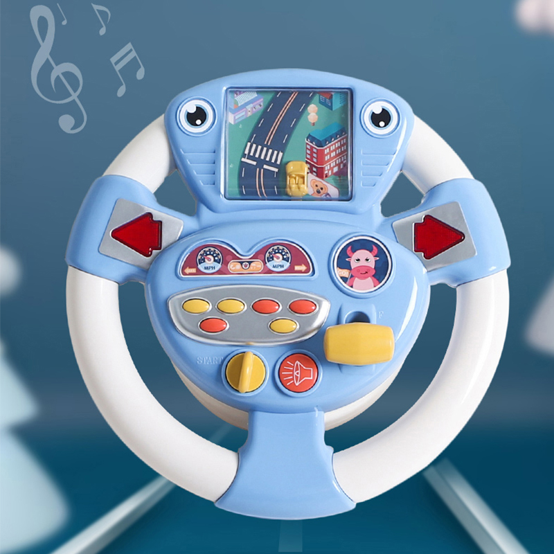 Online Red Child Steering Wheel Analog Co-driving Baby Car Simulation Puzzle Early Teach Hand Eye Coordination Toy Backseat