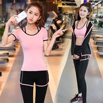 Yoga Sportswear Sports Suit Womens Summer Fitness Room Morning Running Gear Five Sets Spring Summer New Running Speed Dry Clothes 