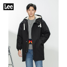 Куртка lee商场同款20秋冬新款黑色夹棉外套男长款连帽夹克l418944qek11