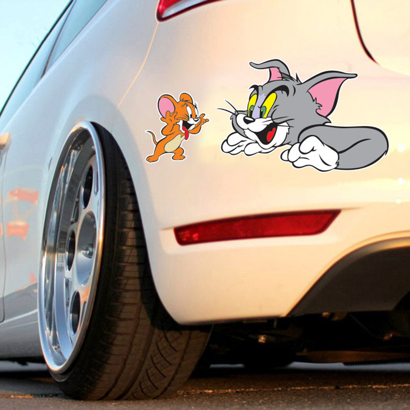 Car stickers New Year's cat and mouse car stickup cute rat year Decorative Scratches shelter Cubic Cartoon Waterproof Car Sticker