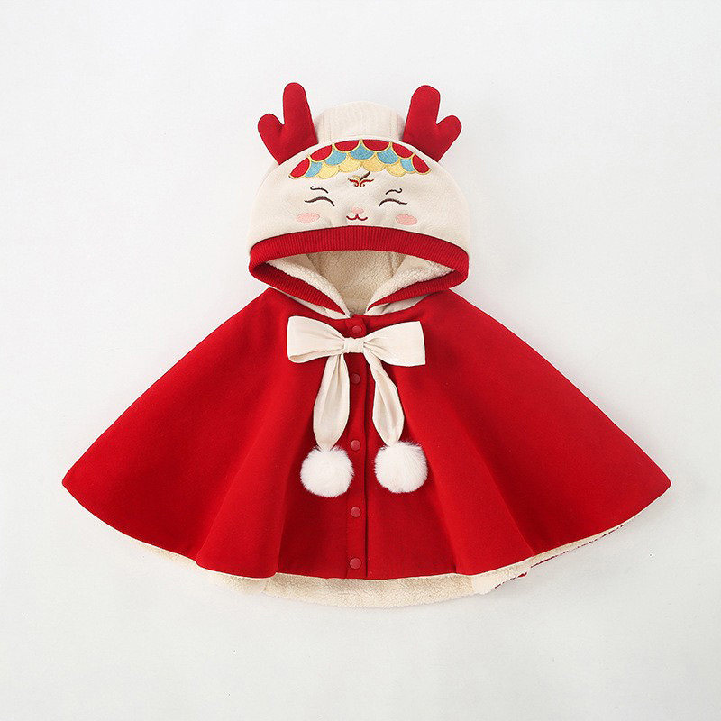 Baby cloak female baby year old Beatty New Year clothes gush blouse jacket girl red outfits New Year's clothes-Taobao