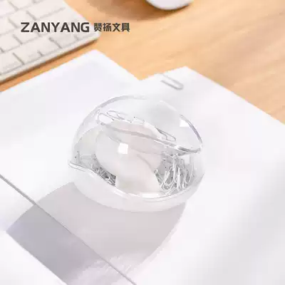 Plastic transparent magnetic clip Needle storage box white ribbon paper clip desktop clip clip needle box clip storage simple office supplies stationery clip needle holder roller clip syringe