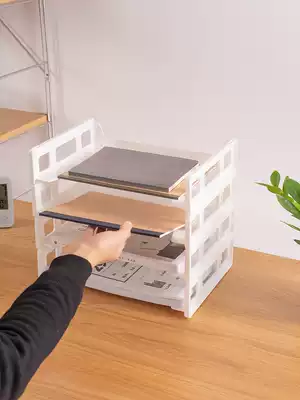 Folder storage layer rack multi-layer double-layer table data rack office supplies complete storage plastic book stand bookshelf file folder storage box frame basket student desktop file tray