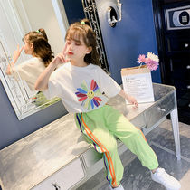 Italy Bambet girls T-shirt short sleeve summer 2021 new foreign style girl sports loose two-piece set