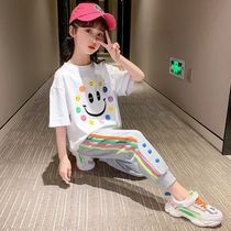 Bambet girls short-sleeved trousers suit Xinjiang cotton 2021 new T-shirt summer loose and comfortable two-piece suit